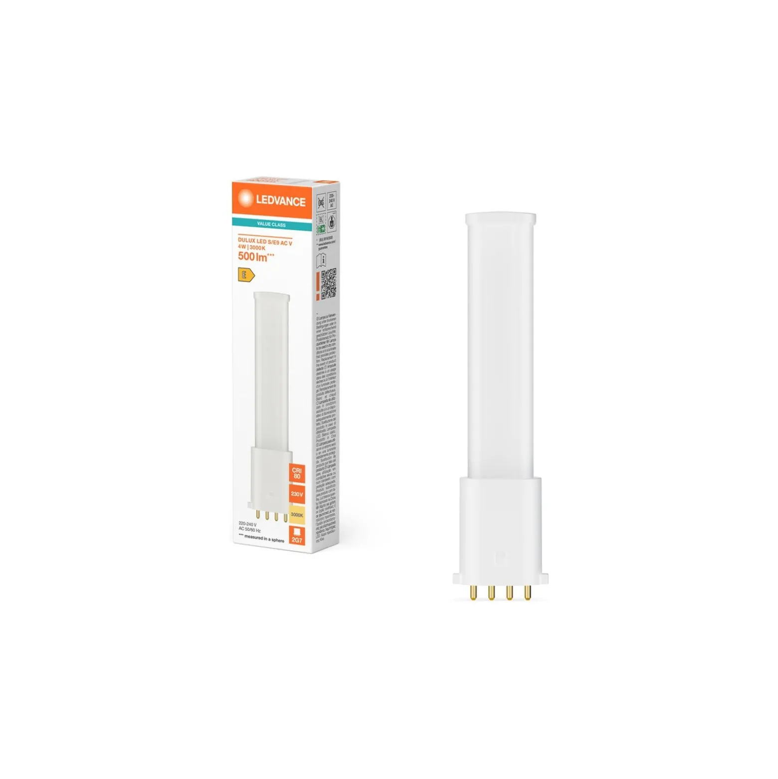 Ledvance Dulux-S/E LED Mains Value 4W 500lm - 830 Varm Vit | Ersättare 9W