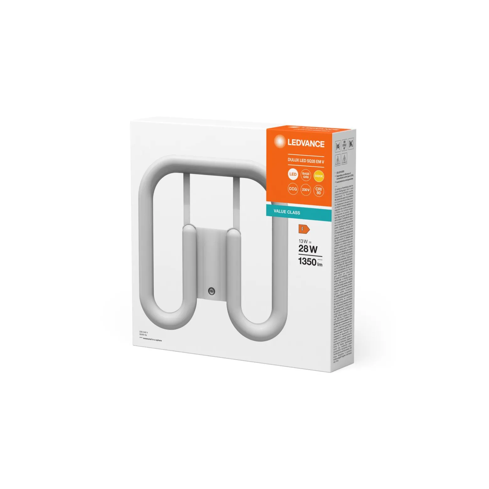 Ledvance DULUX-SQ LED 13W - 830 Varm Vit | 2-Stift - Ersättare 28W