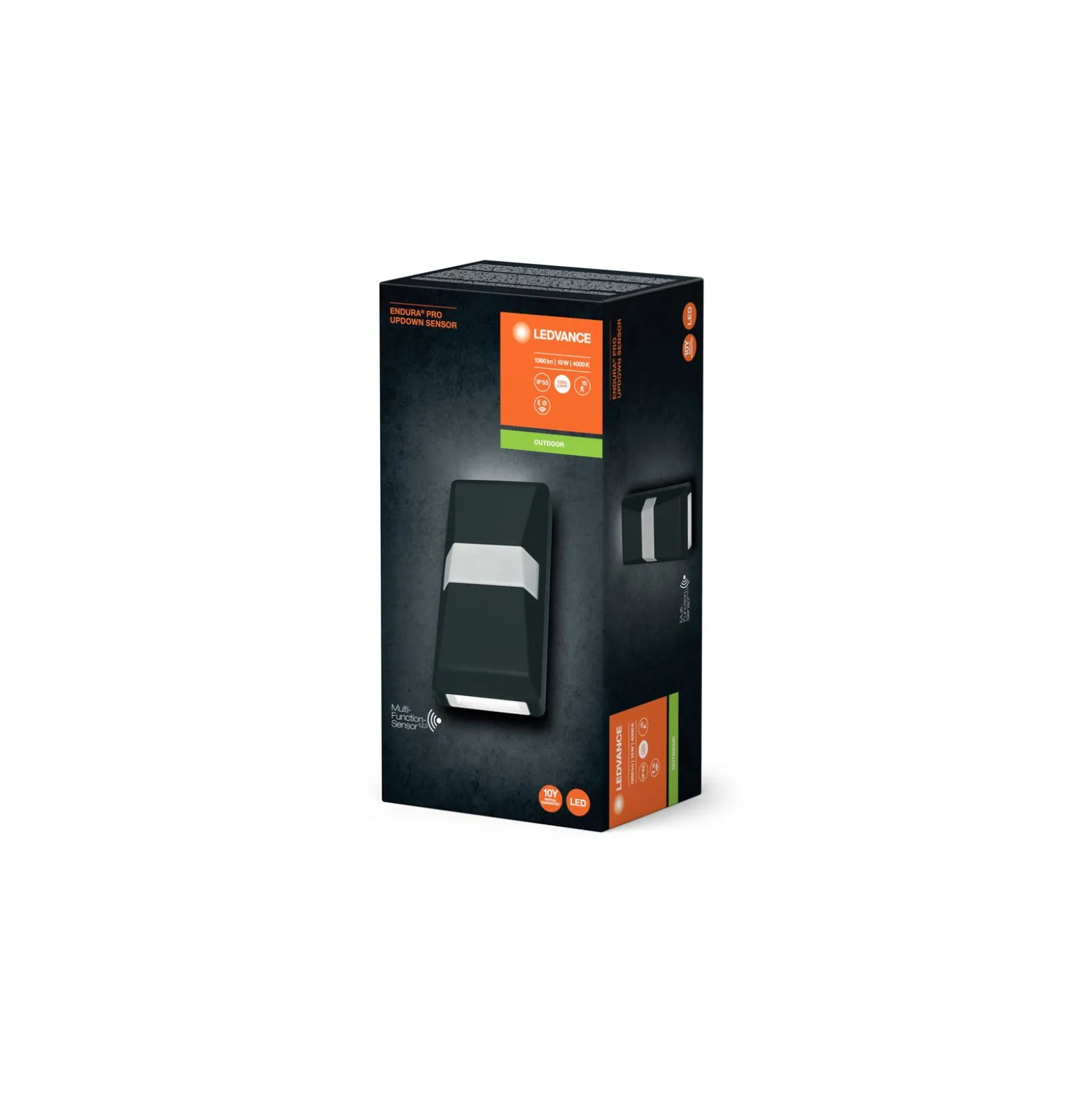 Ledvance Endura Pro Vägglampa Grå Up & Down - 10W 1000lm - 840 Kallvit | IP55 - Rörelse- och Ljussensor