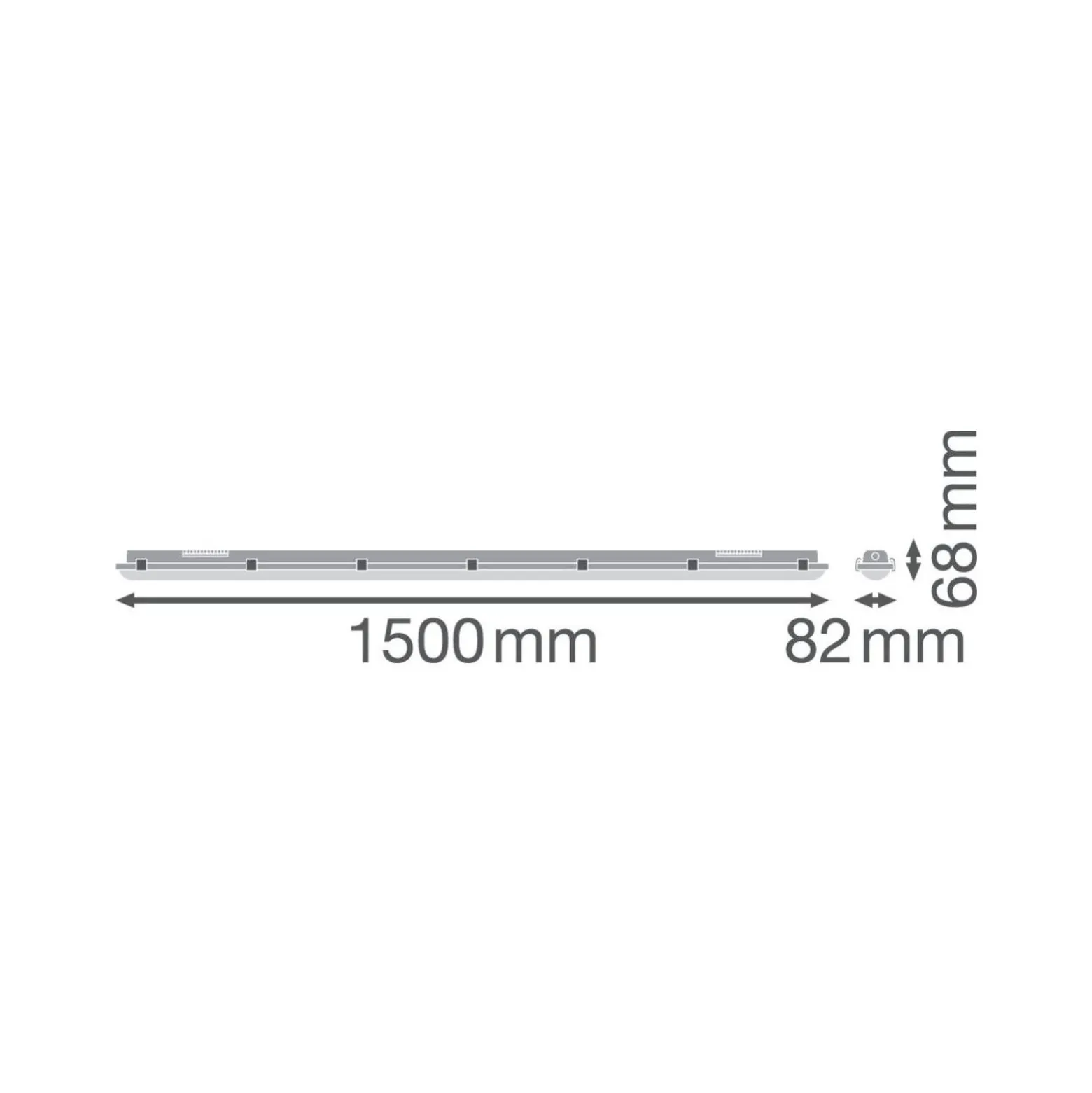Ledvance LED Allmänbruksarmatur Vattentät Fukttät 58W 8000lm - 840 Kallvit | 150cm - Ersättare 2x58W
