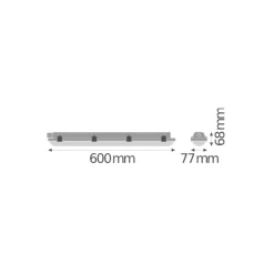 Ledvance LED Allmänbruksarmatur Vattentät Fukttät Value 9W 1080lm - 840 Kallvit | 60cm