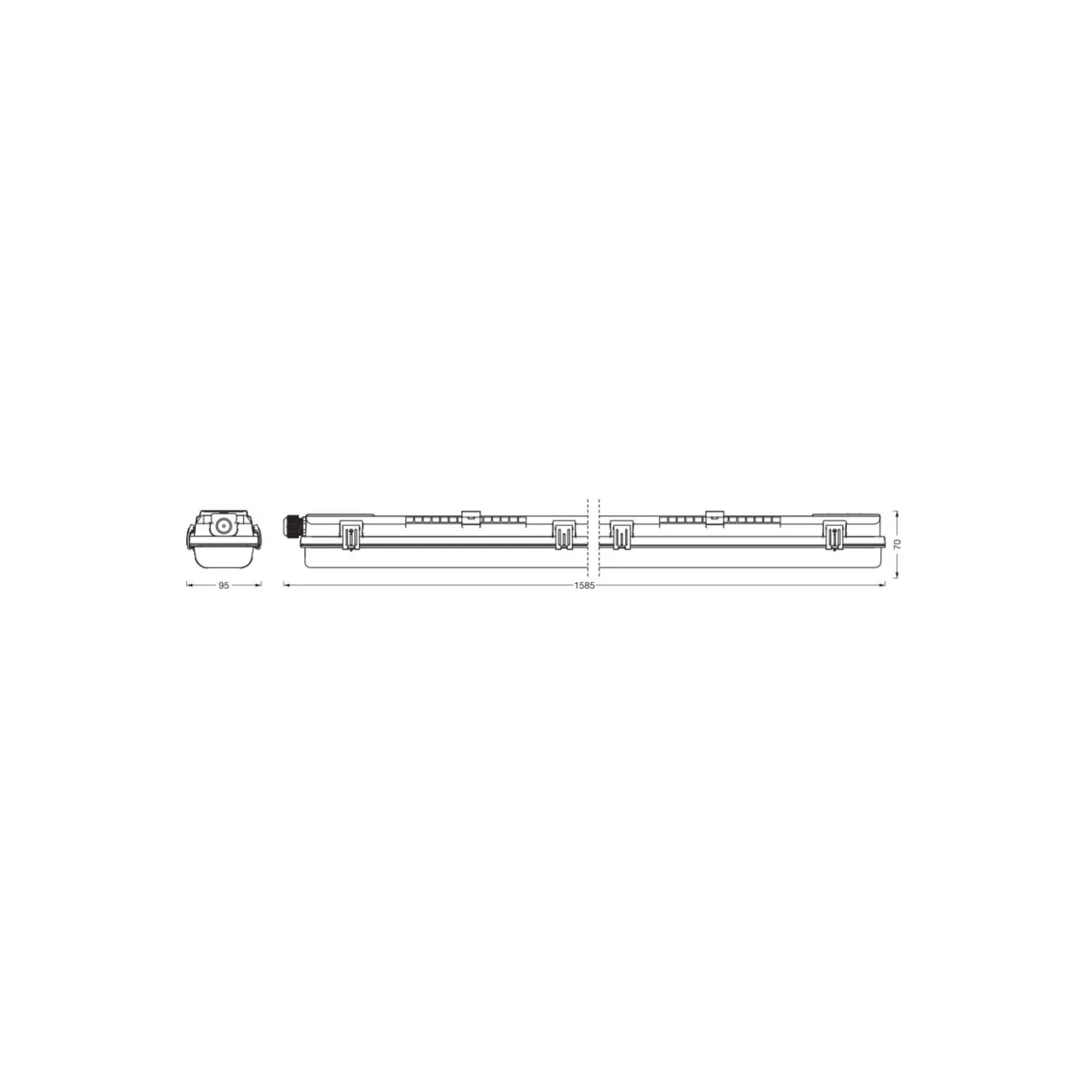 Ledvance LED Allmänbruksarmatur Vattentät Fukttät Armatur Submarine 2x20W 4600lm - 840 Kallvit | 150cm - incl. 2x LED Rör