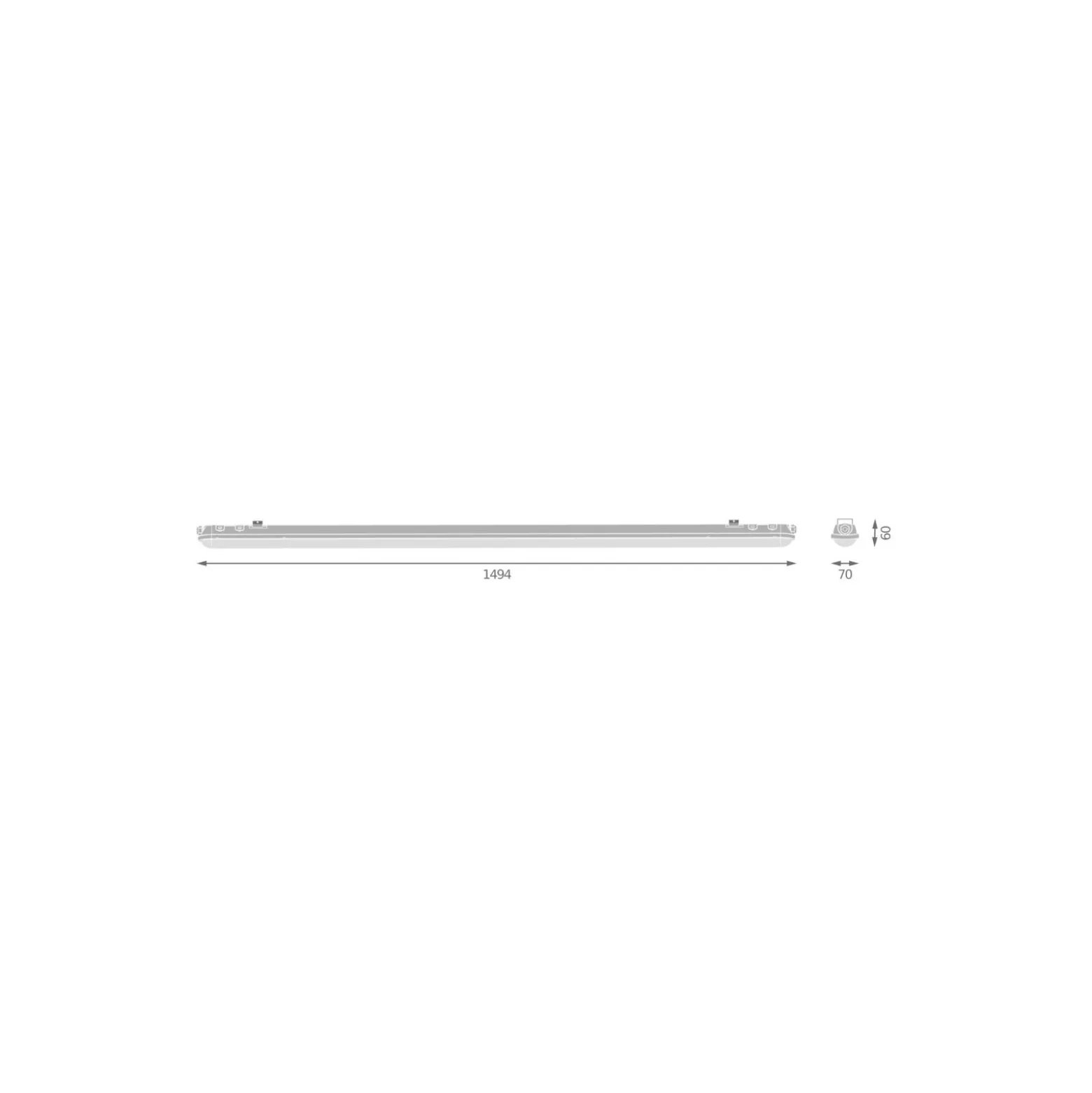 Ledvance LED Allmänbruksarmatur Vattentät Fukttät 66W 8910lm - 865 Dagsljus | 150cm - Ersättare 2x58W