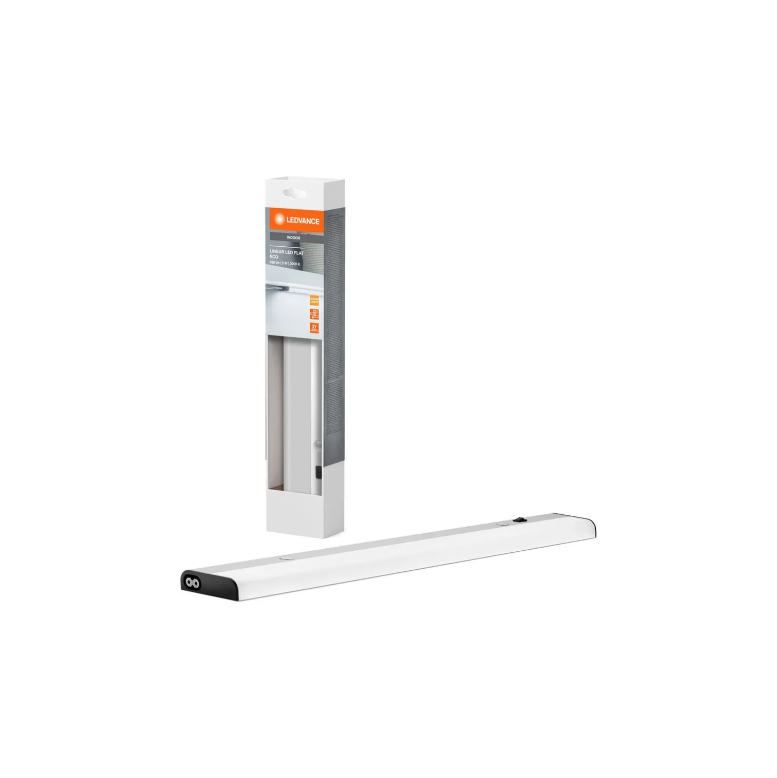 Ledvance LED Allmänbruksarmatur Linjär Platt Eco Aluminium Silver 6W 300lm - 830 Varm Vit | 30cm - Ersättare 7W