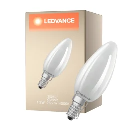 Ledvance LED Classic E14 Kronljus Filament Matt 1.2W 255lm - 840 Kallvit | Ersättare 25W