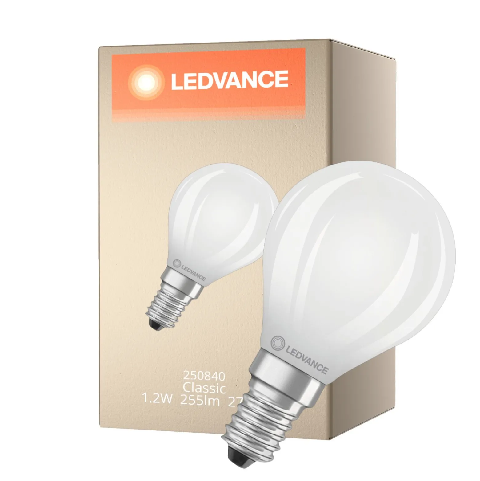 Ledvance LED Classic E14 Päron Filament Matt 1.2W 255lm - 827 Extra Varm Vit | Ersättare 25W