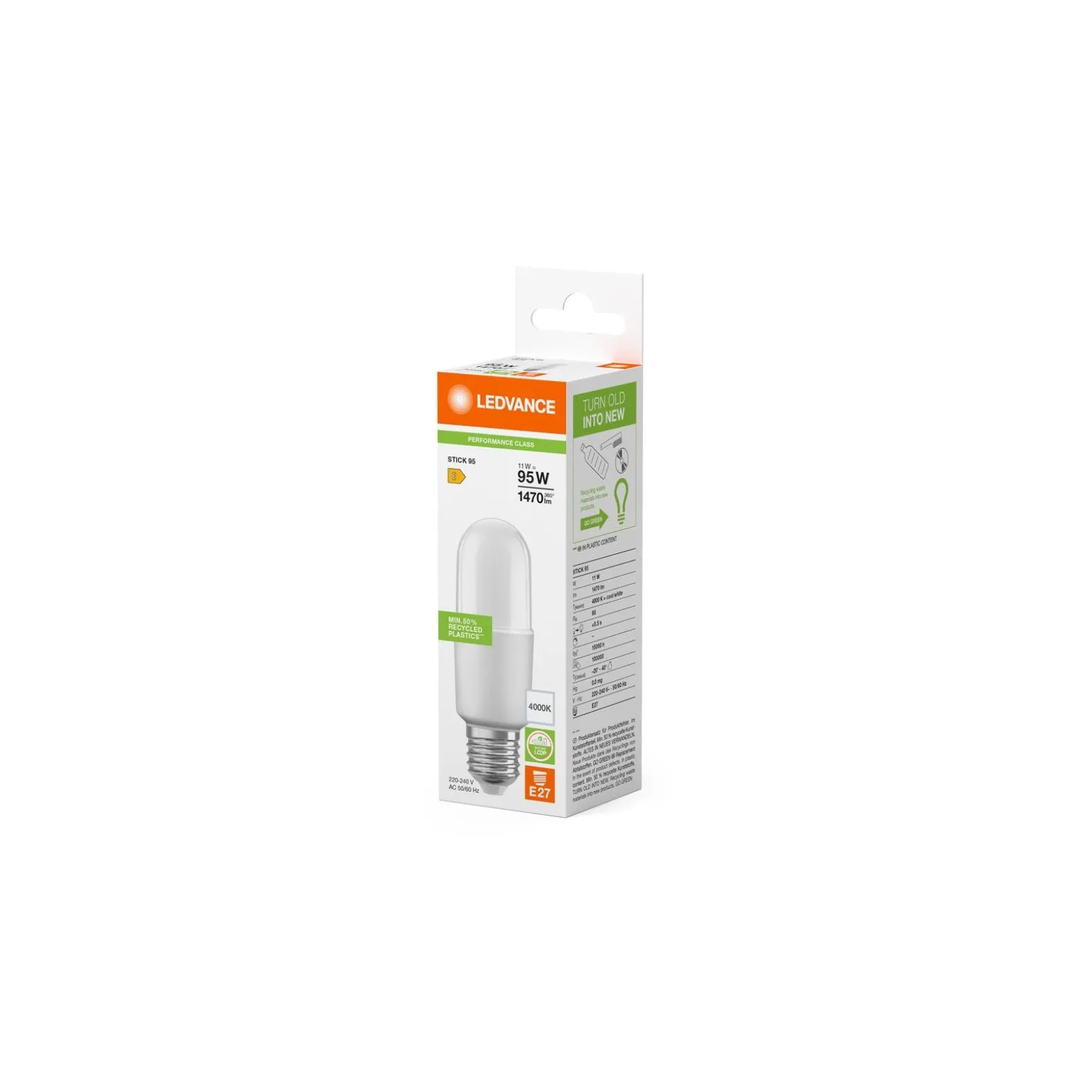 Ledvance LED Classic Stick P LED E27 Tubular Matt 11W 1470lm - 840 Kallvit | Ersättare 100W