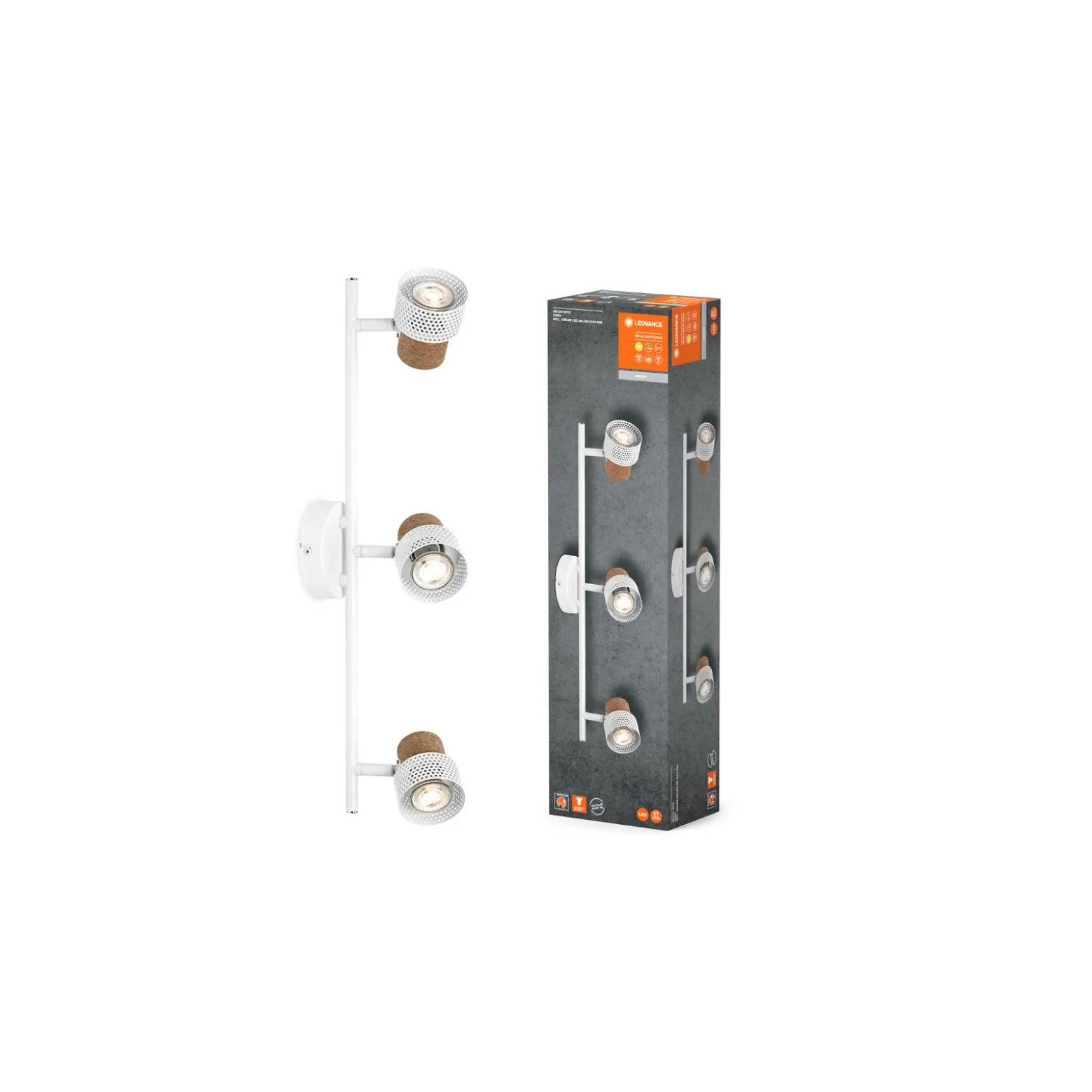 Ledvance LED Decor Spot Cork Stål Vit 10W 690lm - 827 Extra Varm Vit | Dimbar