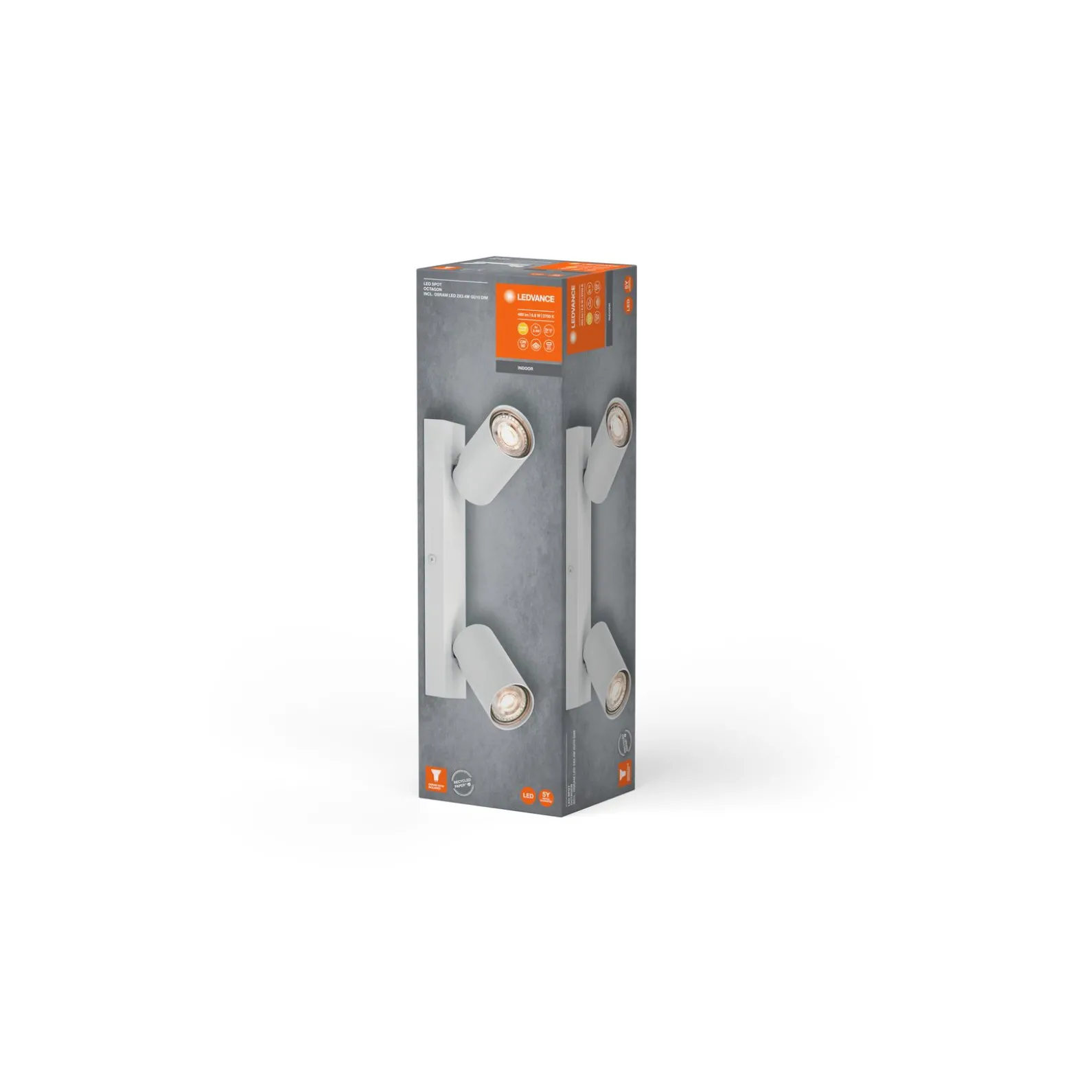 Ledvance LED Decor Spot Octagon Stål Vit 6W 460lm - 827 Extra Varm Vit | Dimbar