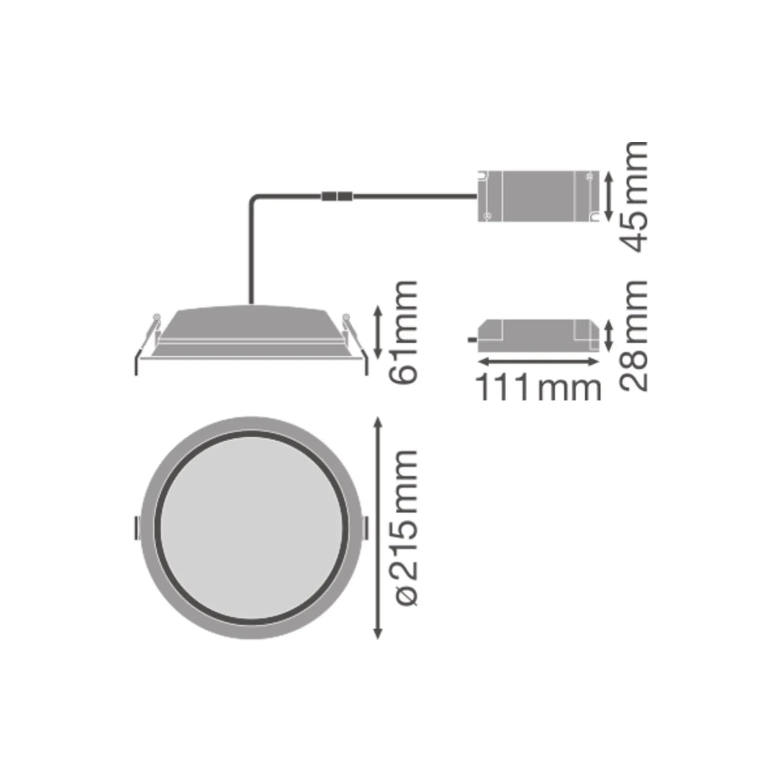 Ledvance LED Downlight Alu DN200 25W 2370lm 100D - 840 Kallvit | 215mm - IP44 - Dali Dimbar