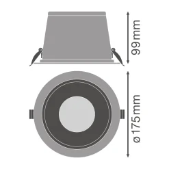 Ledvance LED Downlight Biolux DN150 21W 2200lm 60D - 927-965 Justerbar Vit | 175mm - Utskärning 160mm - Dali Dimbar - Bästa Färgåtergivning