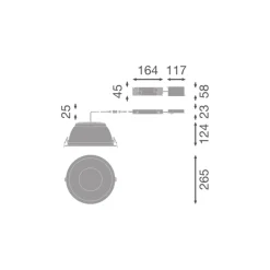 Ledvance LED Downlight Comfort High Efficiency D Aluminium Vit 36W 5580lm 100D - 840 Kallvit | 265mm - Utskärning 250mm - Dali Dimbar