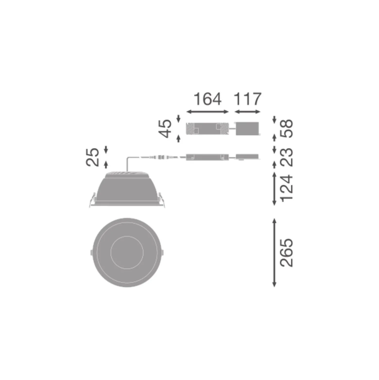 Ledvance LED Downlight Comfort High Efficiency D Aluminium Vit 36W 5580lm 100D - 840 Kallvit | 265mm - Utskärning 250mm - Dali Dimbar