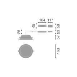 Ledvance LED Downlight Comfort High Efficiency D Aluminium Vit 15W 2025lm 100D - 830 Varm Vit | 160mm - Utskärning 150mm - Dali Dimbar