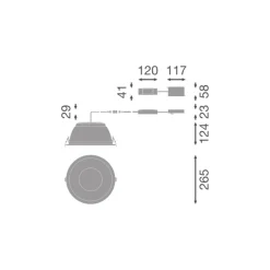 Ledvance LED Downlight Comfort High Efficiency U Aluminium Vit 36W 5200lm 55D - 840 Kallvit | 265mm - Utskärning 250mm