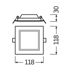Ledvance LED Downlight Slim Fyrkant SQ105 6W 430lm 120D - 865 Dagsljus