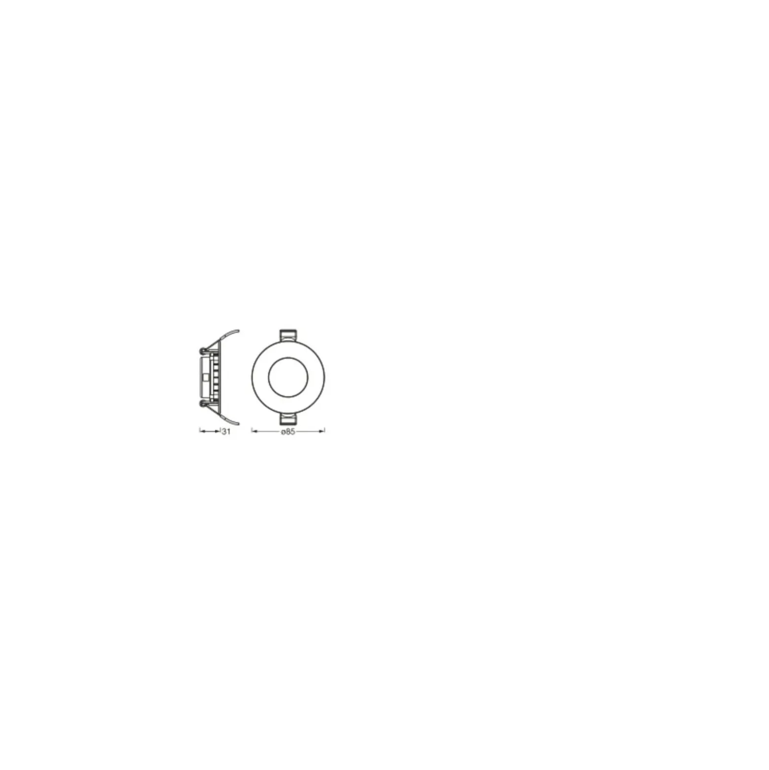 Ledvance LED Downlight Slim Recess Vit 4.5W 240lm 110D - 840 Kallvit | 85mm - Utskärning 72mm