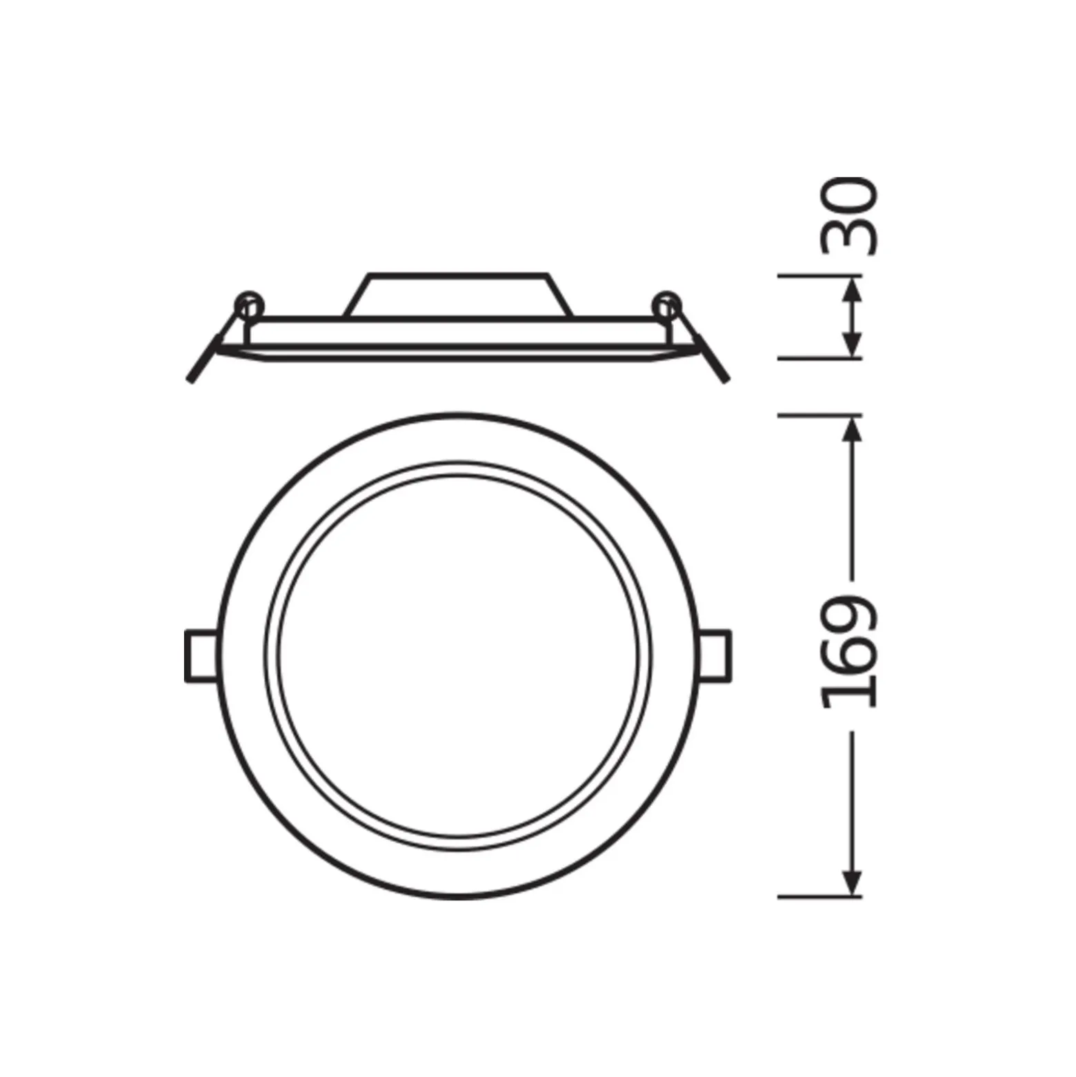 Ledvance LED Downlight Slim Runda DN155 12W 1020lm 120D - 865 Dagsljus | 169mm