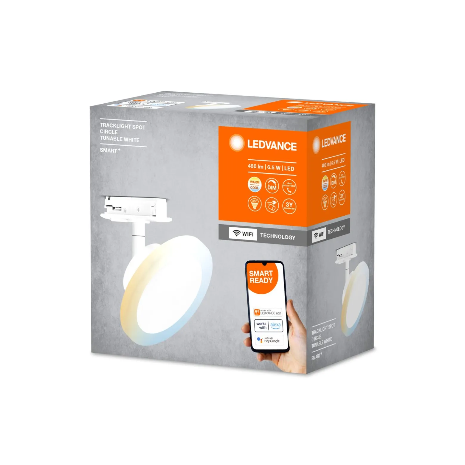 Ledvance LED 1-Fas Skenspot Cirkel Vit 6W 450lm - 830-865 Justerbar Vit