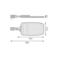 Ledvance LED Gatubelysning Area Extra Large RV35ST Aluminium Grå 150W 19500lm 155X69D - 730 Varm Vit | IP66 - Asymmetrisk