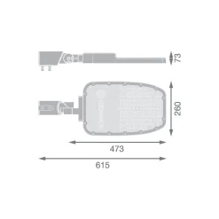 Ledvance LED Gatubelysning Area Large RV35ST Aluminium Grå 120W 15600lm 155X69D - 730 Varm Vit | IP66 - Asymmetrisk
