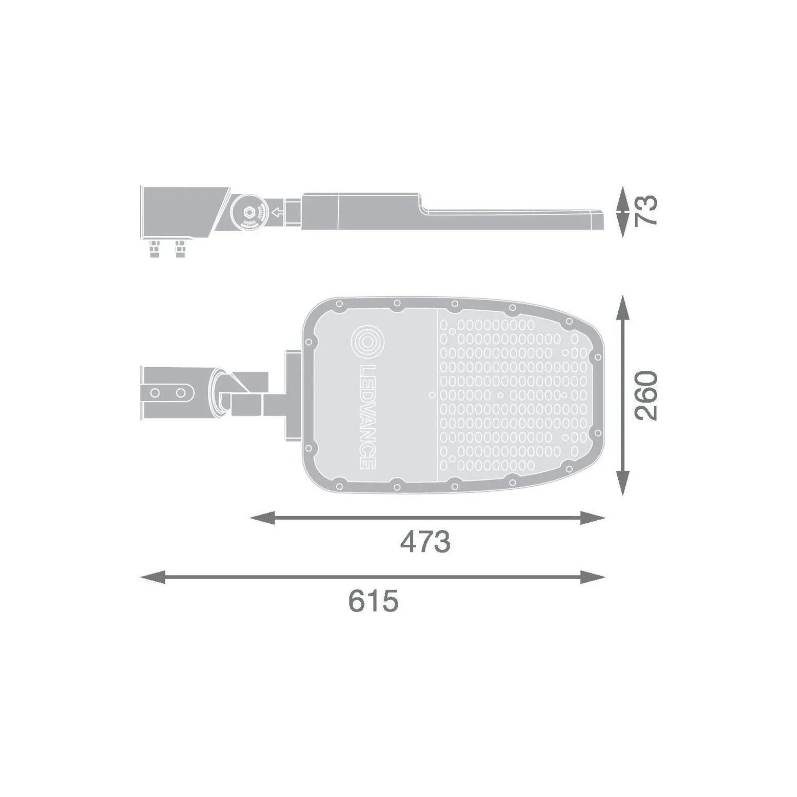 Ledvance LED Gatubelysning Area Large RV35ST Aluminium Grå 120W 15600lm 155X69D - 730 Varm Vit | IP66 - Asymmetrisk
