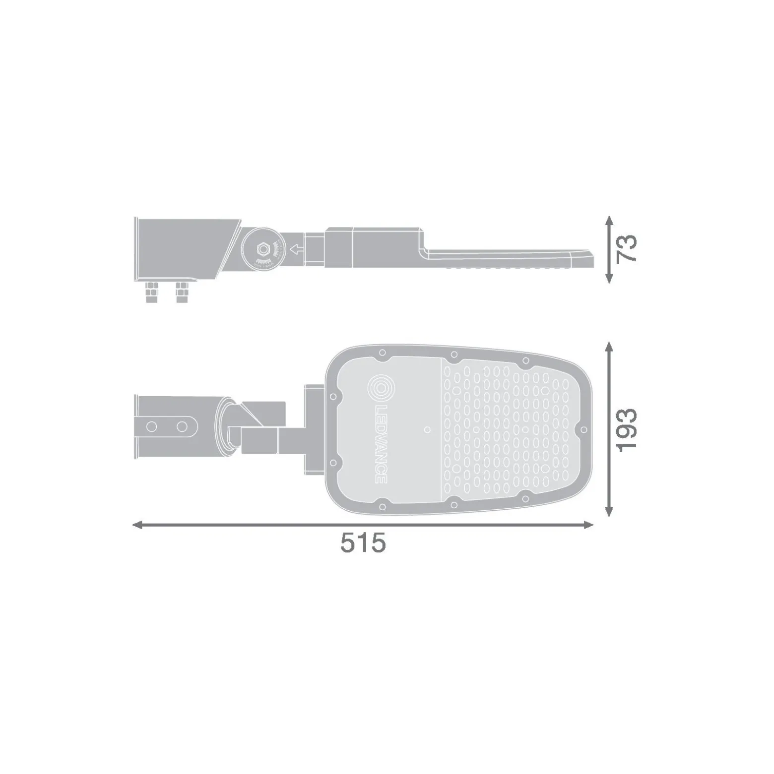 Ledvance LED gatubelysning Area Value Medium SPD Aluminium Grå 65W 8775lm 160x58D - 740 Kallvit | IP66 - Symmetrisk