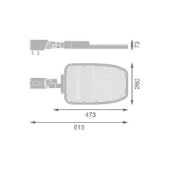 Ledvance LED Gatubelysning Area Large RV35ST Aluminium Grå 90W 12150lm 155X69D - 740 Kallvit | IP66 - Asymmetrisk