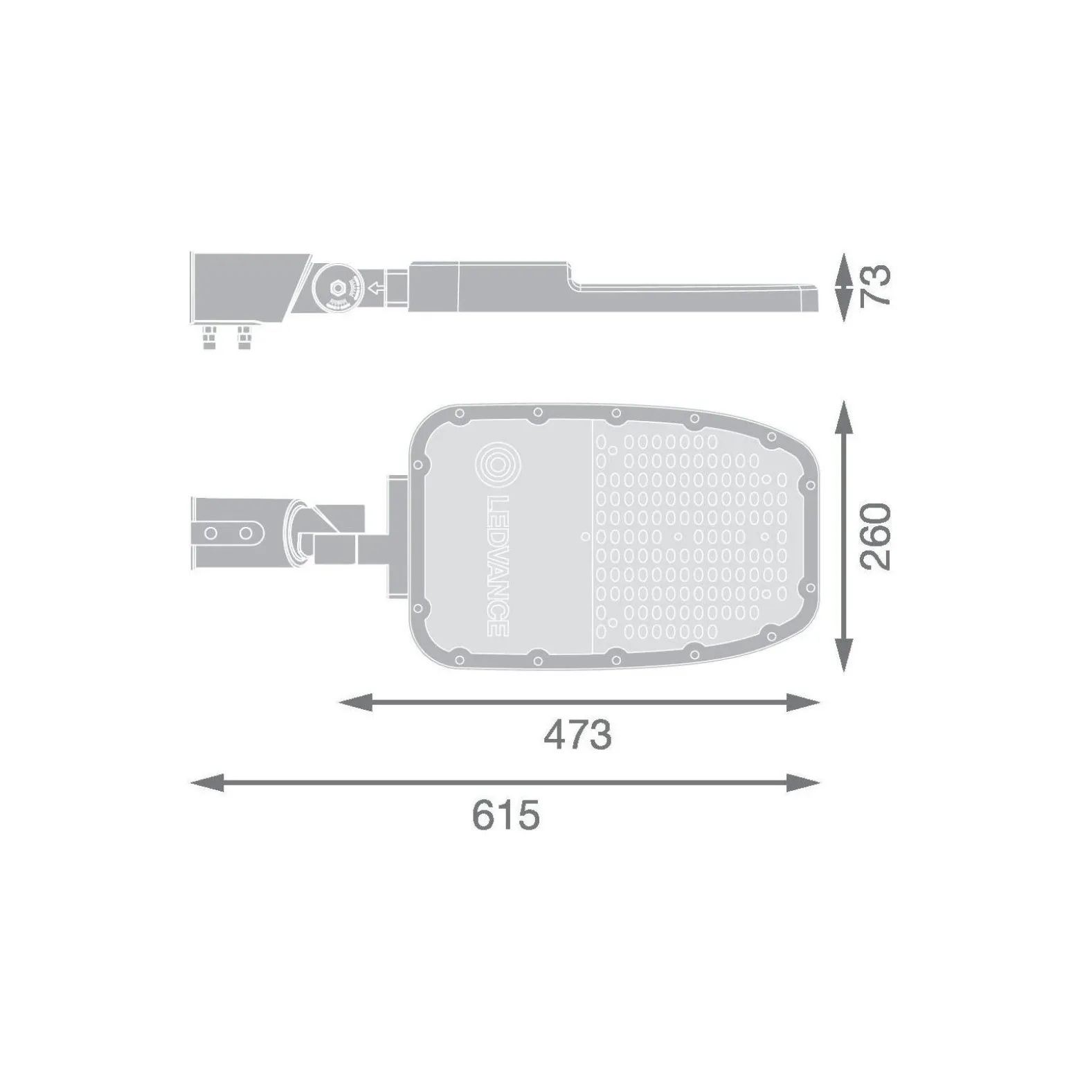 Ledvance LED Gatubelysning Area Large RV35ST Aluminium Grå 90W 12150lm 155X69D - 740 Kallvit | IP66 - Asymmetrisk
