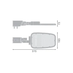 Ledvance LED gatubelysning Area Value Medium SPD Aluminium Grå 65W 8450lm 160x58D - 727 Extra Varm Vit | IP66 - Symmetrisk