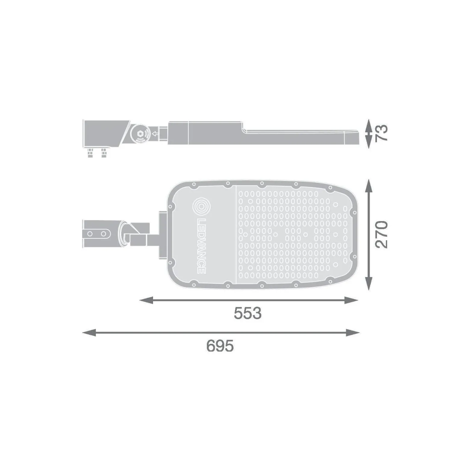Ledvance LED Gatubelysning Area Extra Large RV35ST Aluminium Grå 150W 19500lm 155X69D - 727 Extra Varm Vit | IP66 - Asymmetrisk