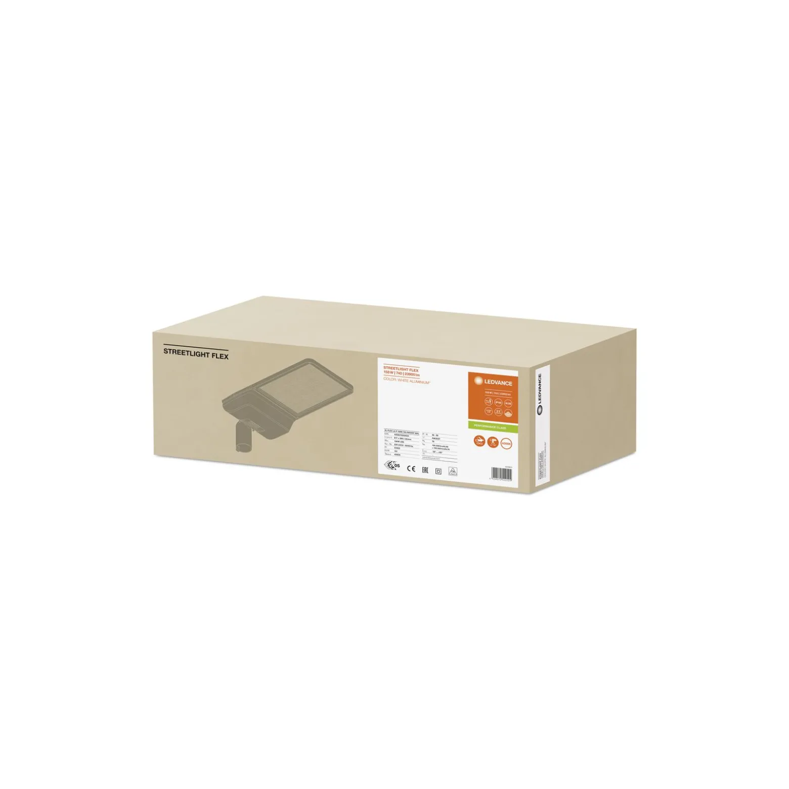 Ledvance LED Gatubelysning Flex Stor RW35ST Grå 158W 23900lm 35x135D - 740 Kallvit | IP66 - Asymmetrisk