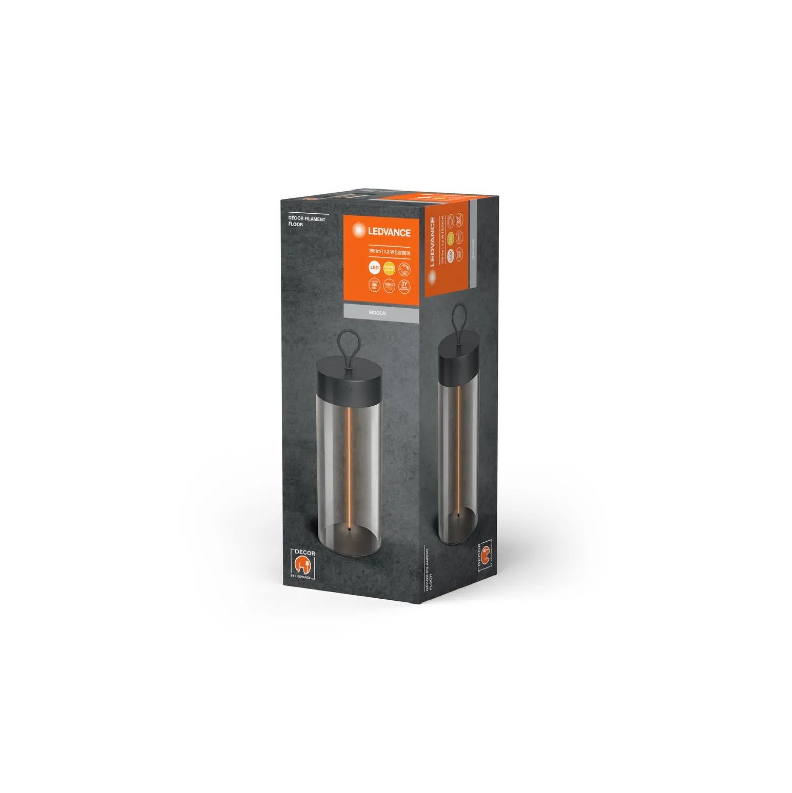 Ledvance LED Golvlampa Comfort Head Grå 1W 100lm - 827 Extra Varm Vit | Dimbar