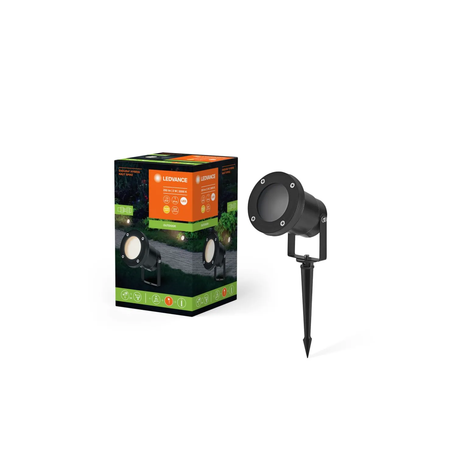 Ledvance LED Ground Spik Naut Svart 2W 100lm - 830 Varm Vit | IP44