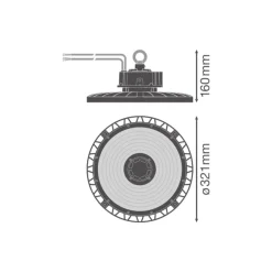 Ledvance LED Highbay Gen 5 Aluminium Svart 150W 26250lm 70D - 840 Kallvit | IP66 - 1-10V Dimbar