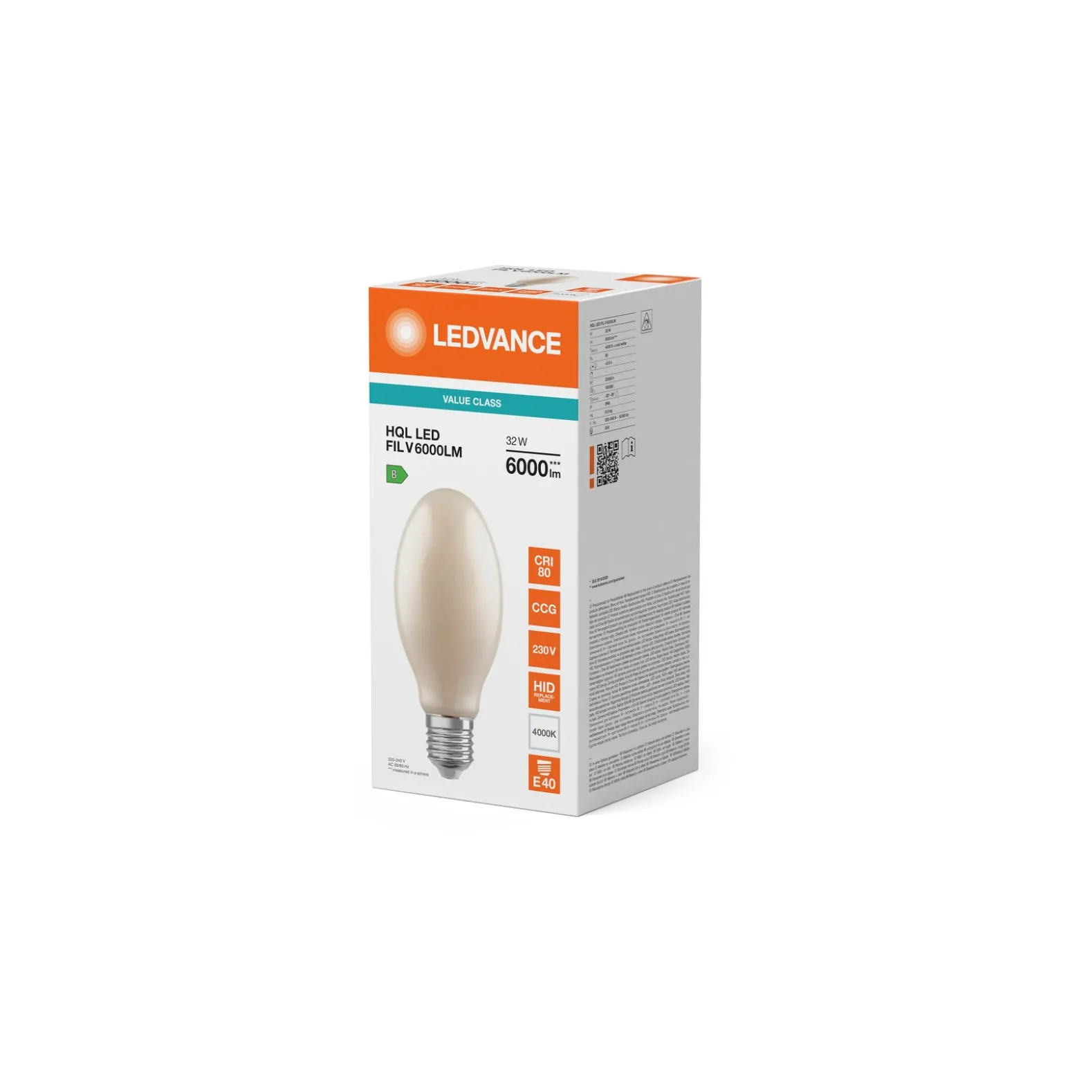 Ledvance LED HQL/HID E40 LED 32W 6000lm - 840 Kallvit | Ersättare 80W