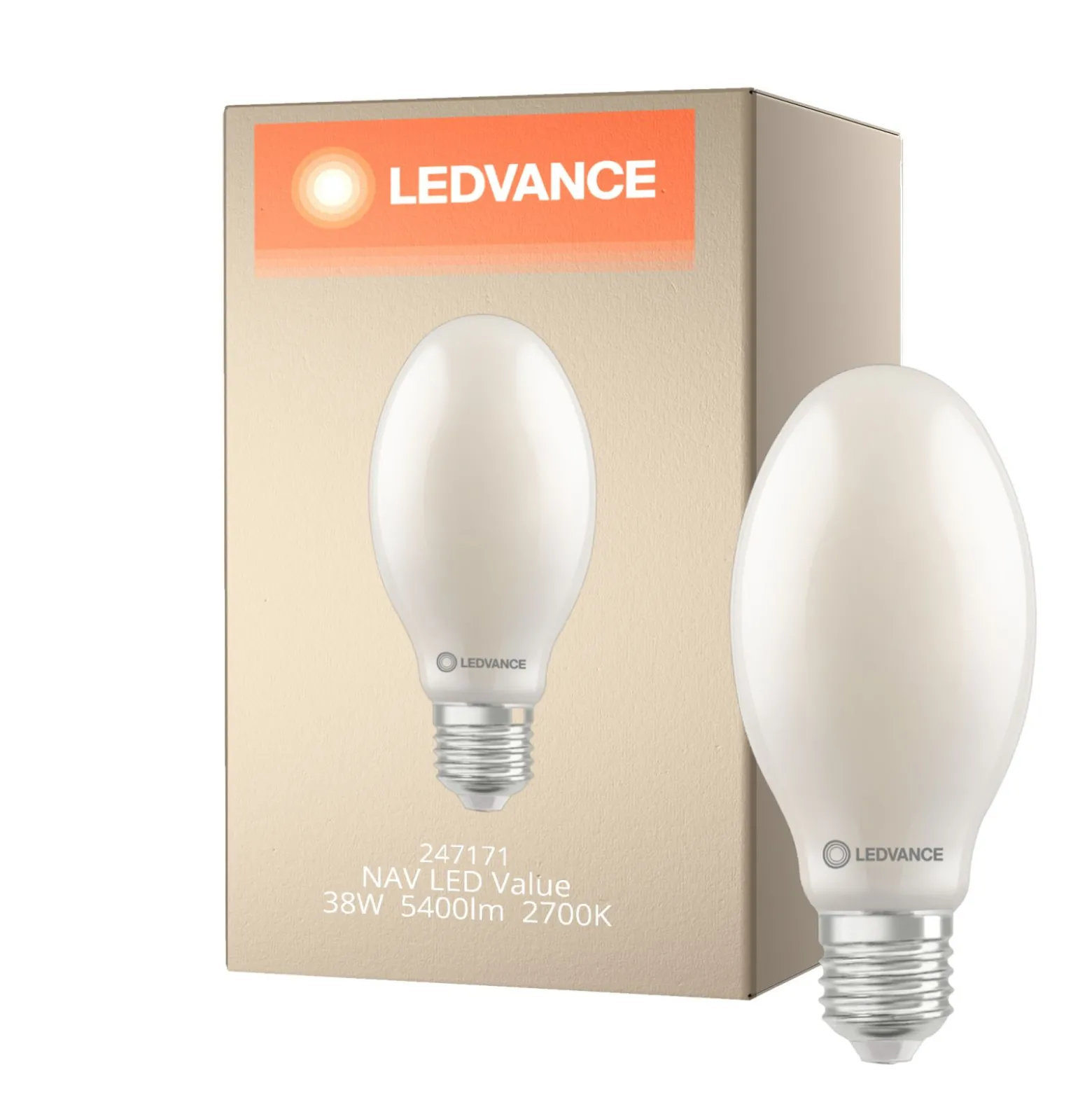 Ledvance LED Lampa HQL LED FIL V E40 38W 5400lm - 827 Extra Varm Vit | Ersättare 125W
