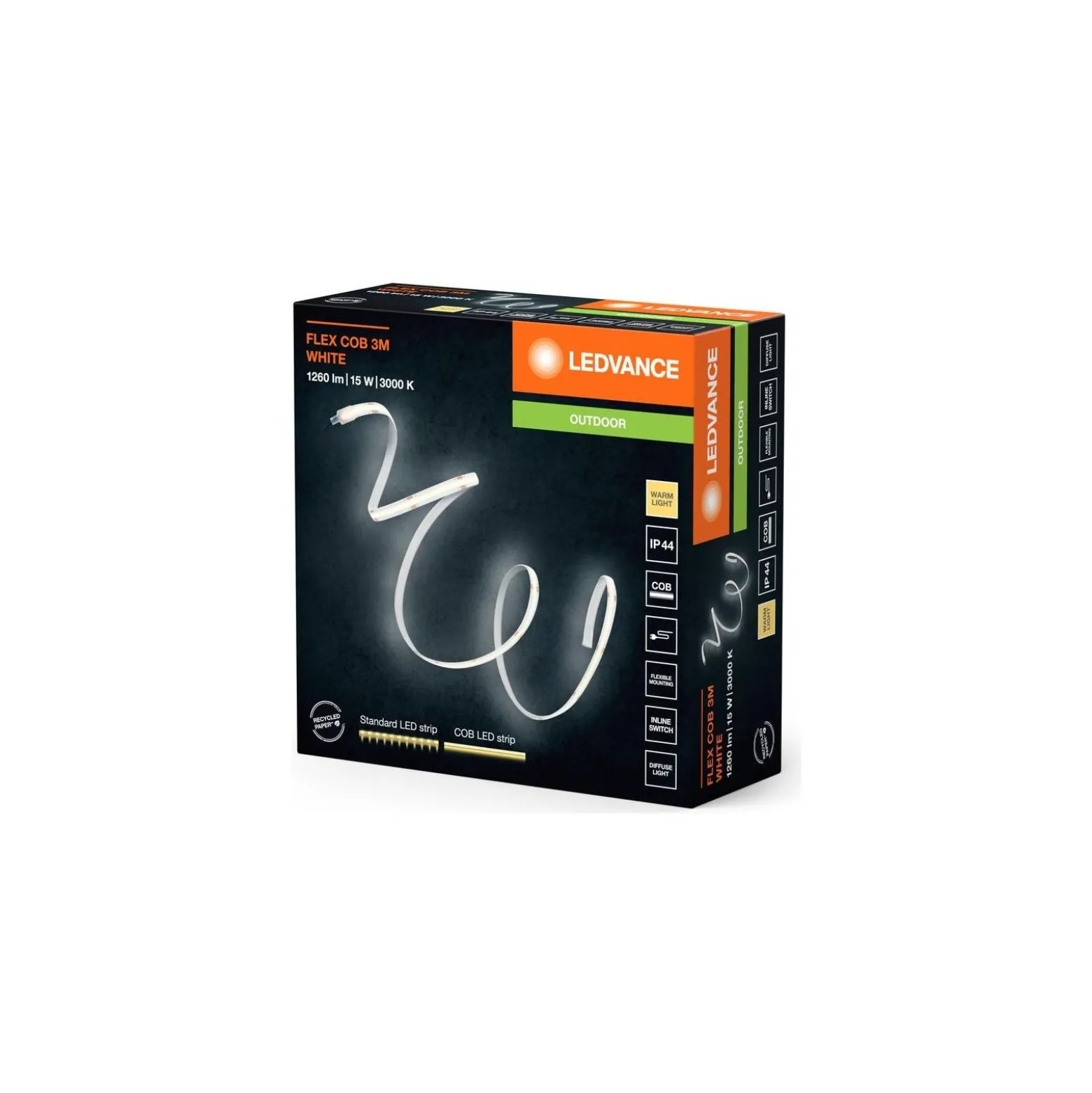 Ledvance Led-Ljusslingor Cob 15W 1260lm 220-240v - 830 Varm Vit | 3M/12mm