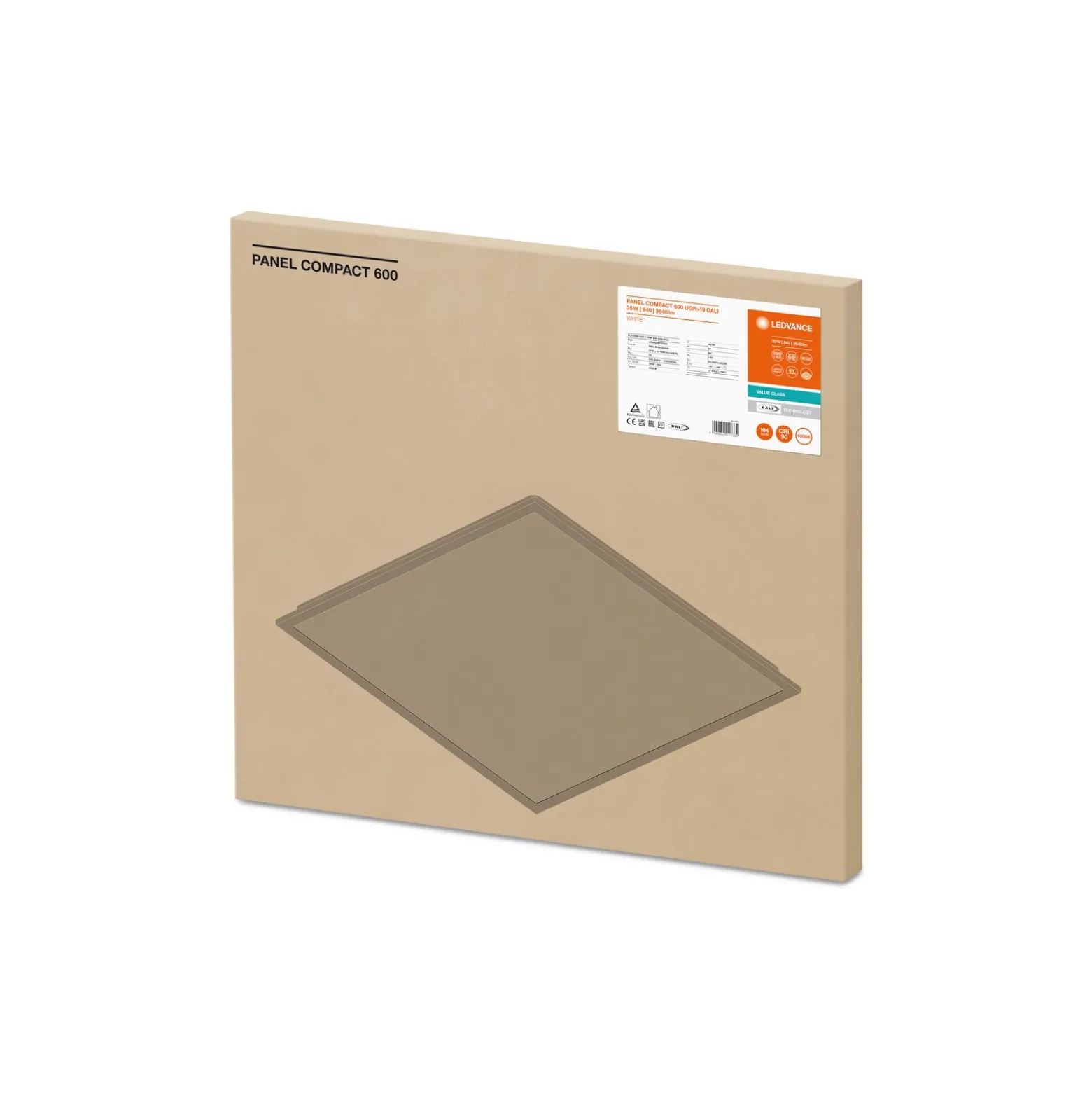 Ledvance LED Panel Kompakt 35W 3640lm - 940 Kallvit | 60x60cm - UGR <19 - Dali Dimbar