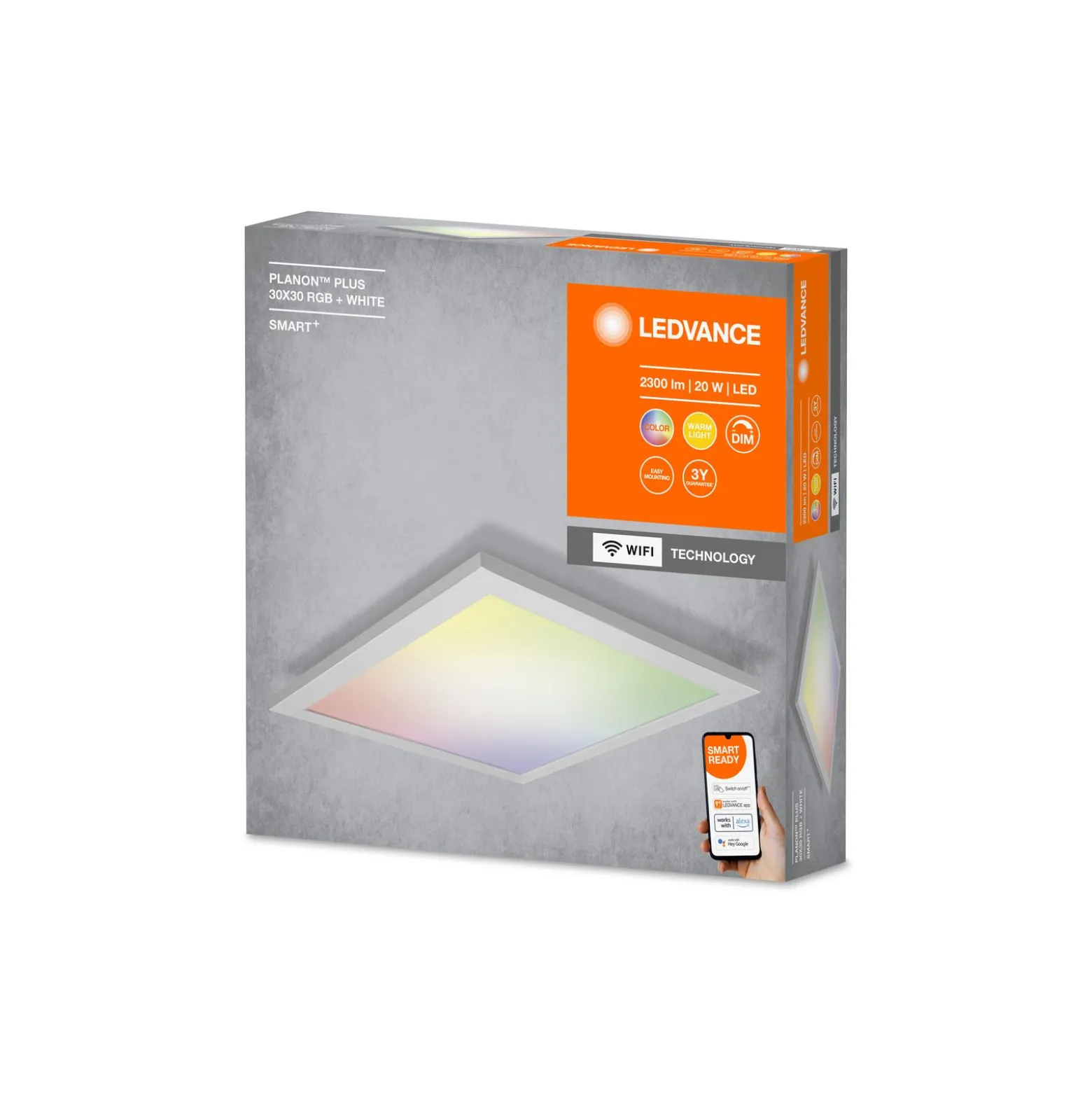 Ledvance LED Panel Smart+ Planon Plus 20W 1400lm - 830 Varm Vit + RGB | 30x30cm - UGR <25 - Wifi Dimbar