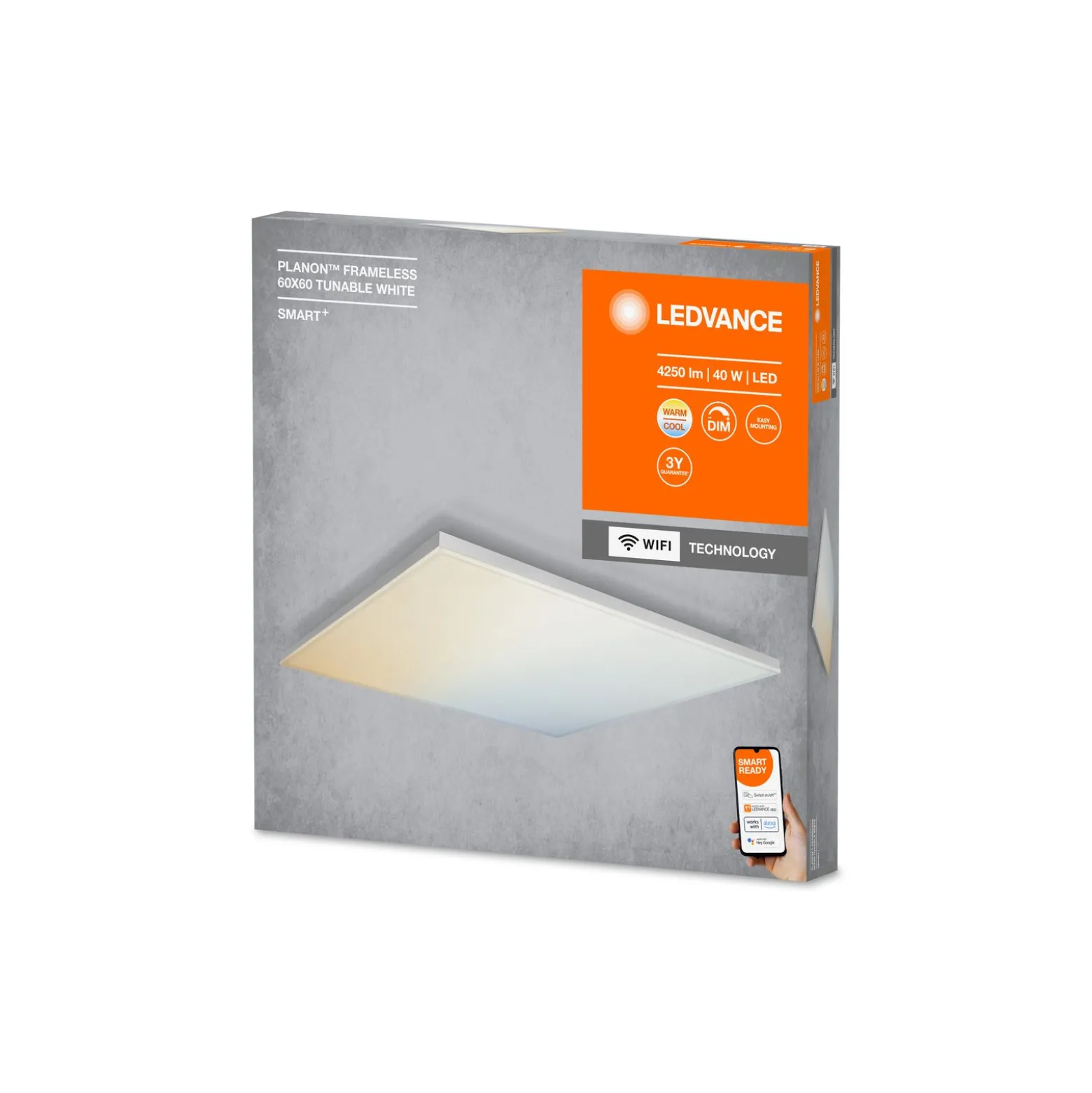 Ledvance LED Panel Smart+ Planon Trimlös 40W 3400lm - 827-865 Justerbar Vit | 60x60cm - UGR <25 - Wifi Dimbar