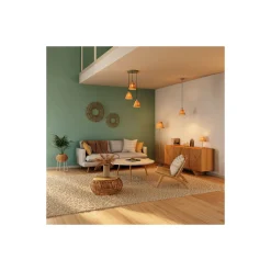Ledvance LED Pendellampa Decor Rotting Platta Brun | Passande för 3x E27