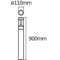 Ledvance LED Piedestallampa Endura Stil Lykta Modern Mörk Grå 12W 610lm - 830 Varm Vit | 90cm