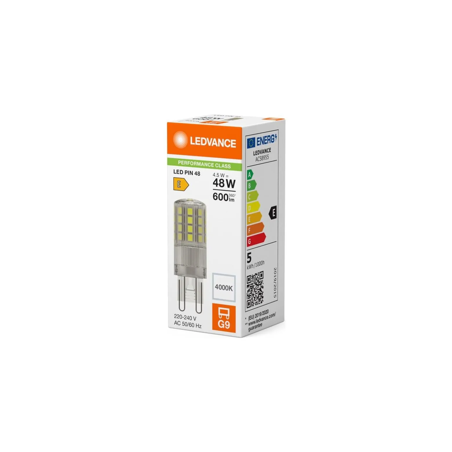 Ledvance LED Pin G9 Klar 4.5W 600lm - 840 Kallvit | Ersättare 48W