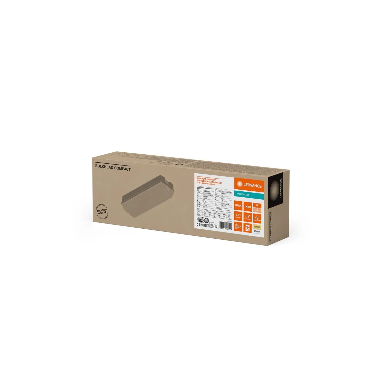 Ledvance LED Plafond Compact Svart 11W 840lm - 830-840 CCT | IP65 - 3 Timmar Nödbelysning - Rörelsesensor, Ljussensor