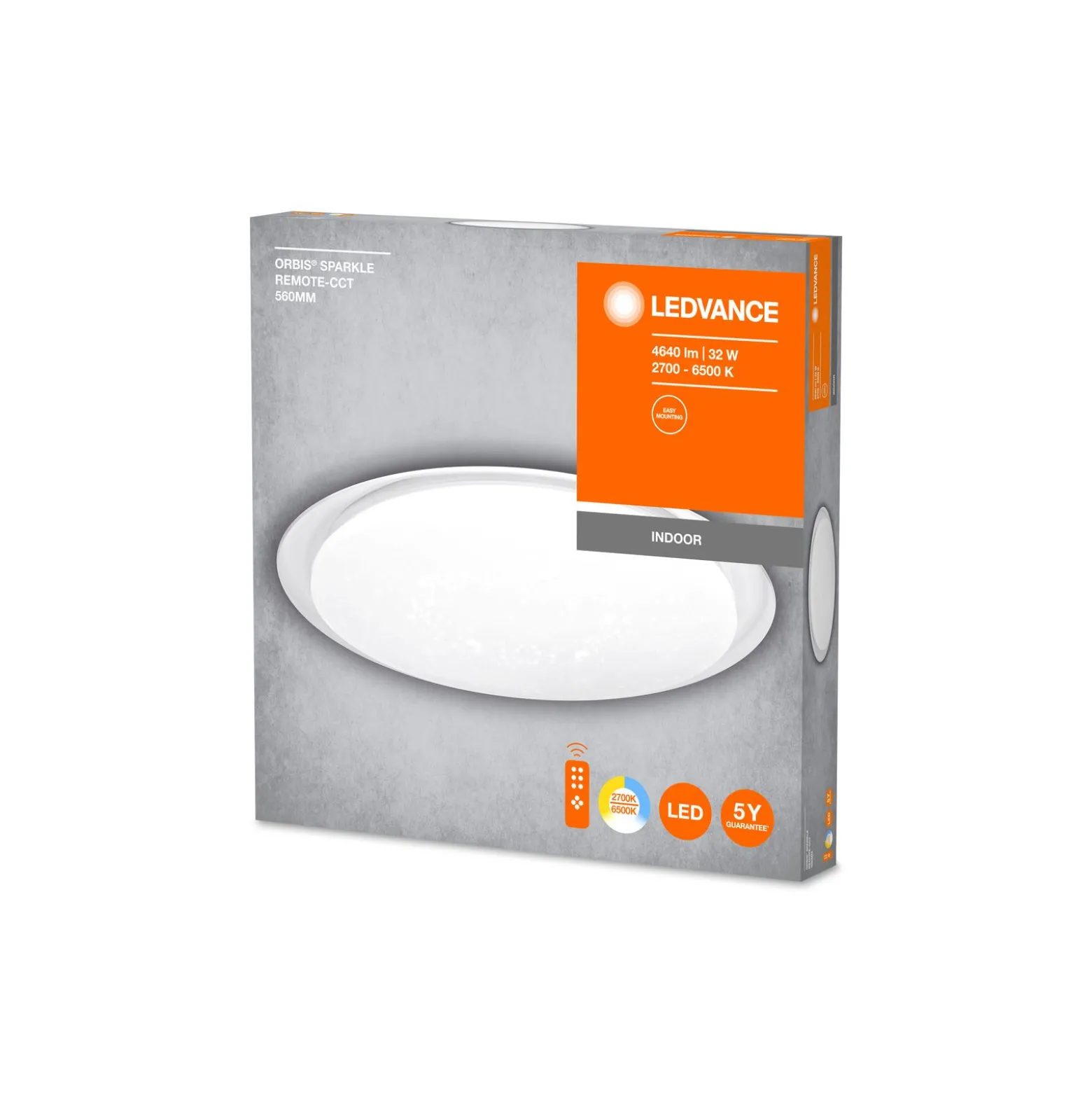 Ledvance LED Plafond Orbis Sparkle 560 32W 3600lm 827-865 Justerbar Vit | CCT - Fjärrkontroll