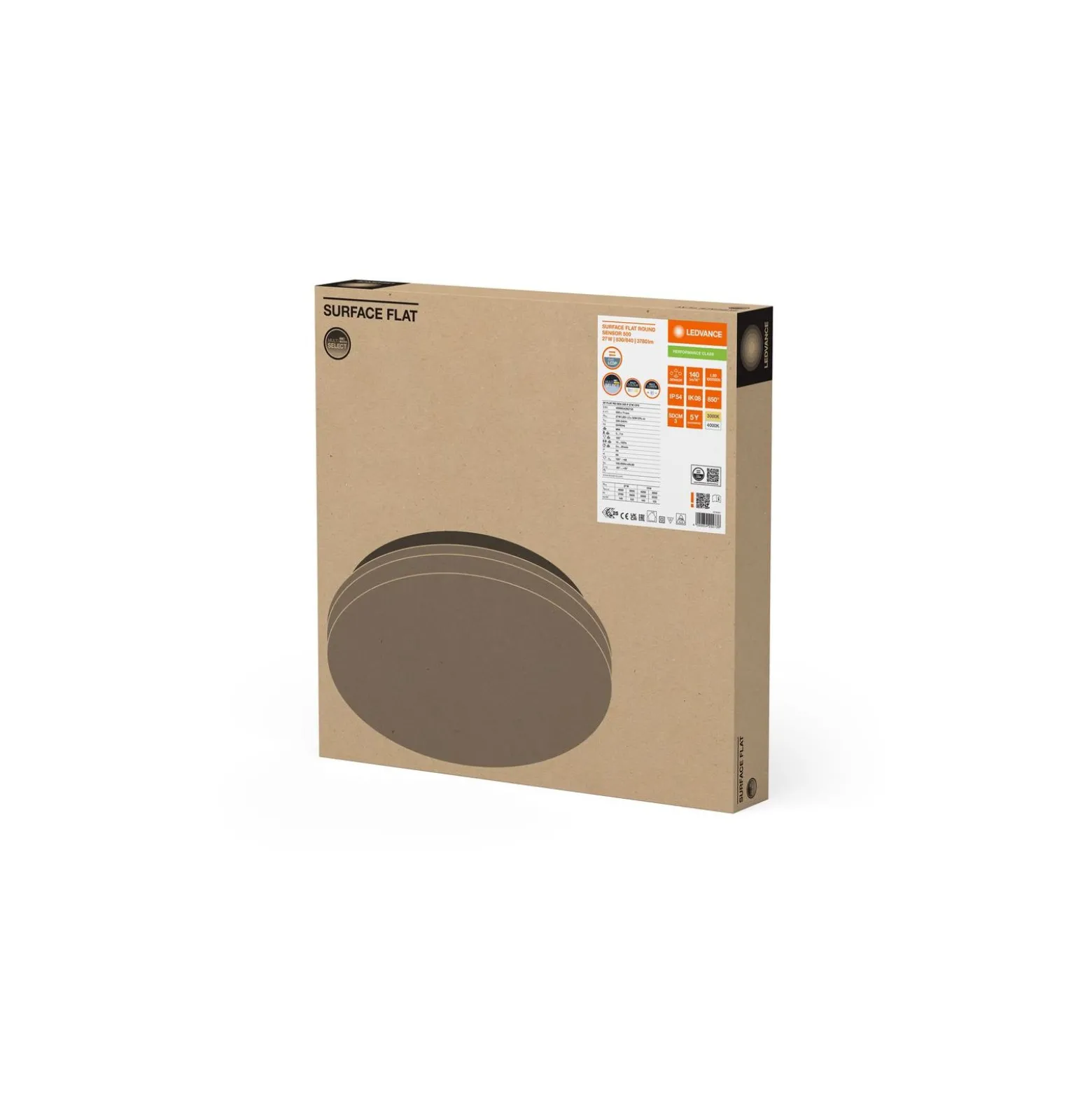 Ledvance LED Plafond Runda Vit 19/27W 2660/3780lm - 830-840 CCT | IP54 - Rörelse- och Ljussensor