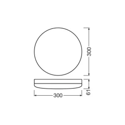 Ledvance LED Plafond 300 Vit 24W 1800lm - 830 Varm Vit | 300mm - IP65