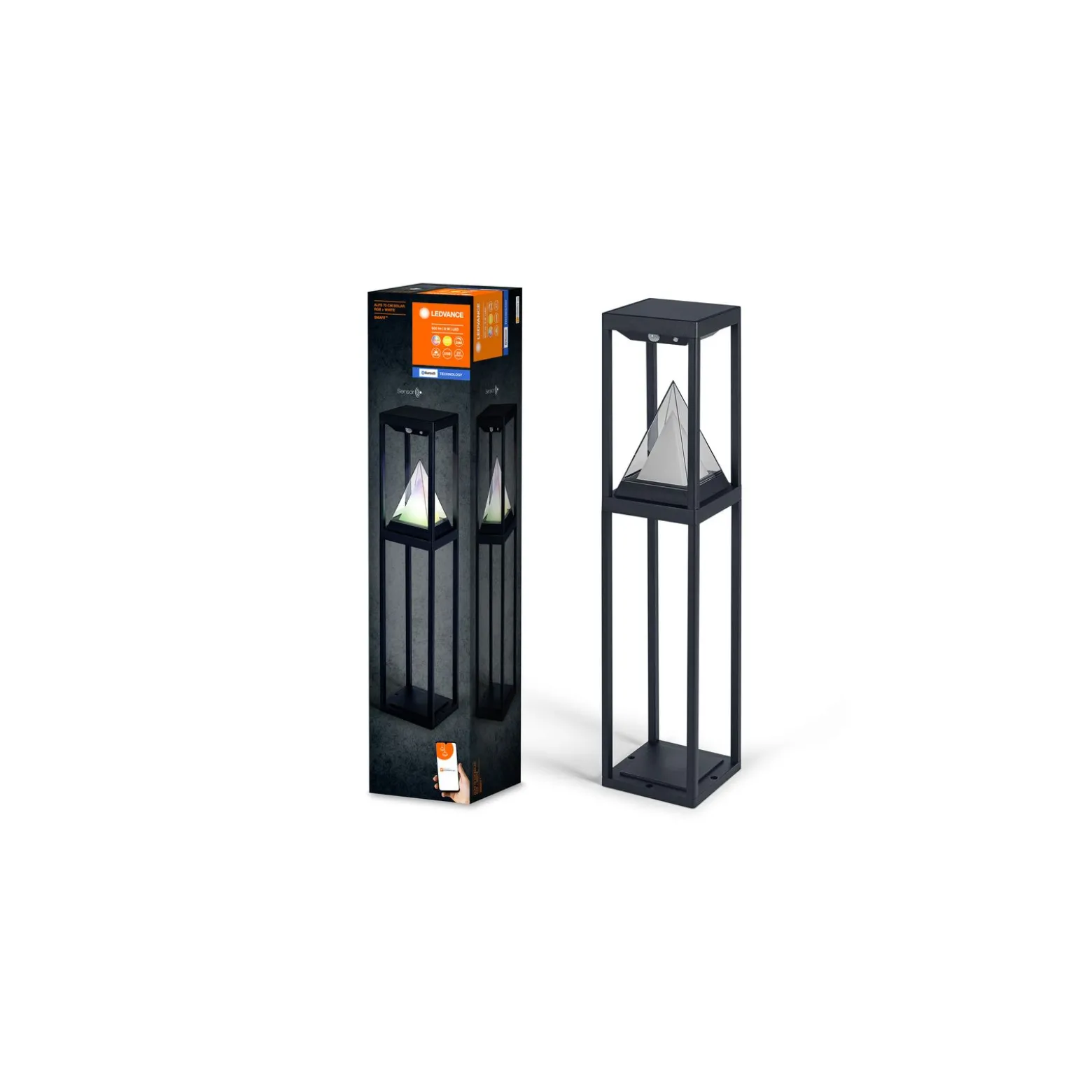 Ledvance LED Pollare Solar Alps Pathway Flerfärgad Svart 6W 400lm - 830 Varm Vit | 70cm - IP44 - RGBW