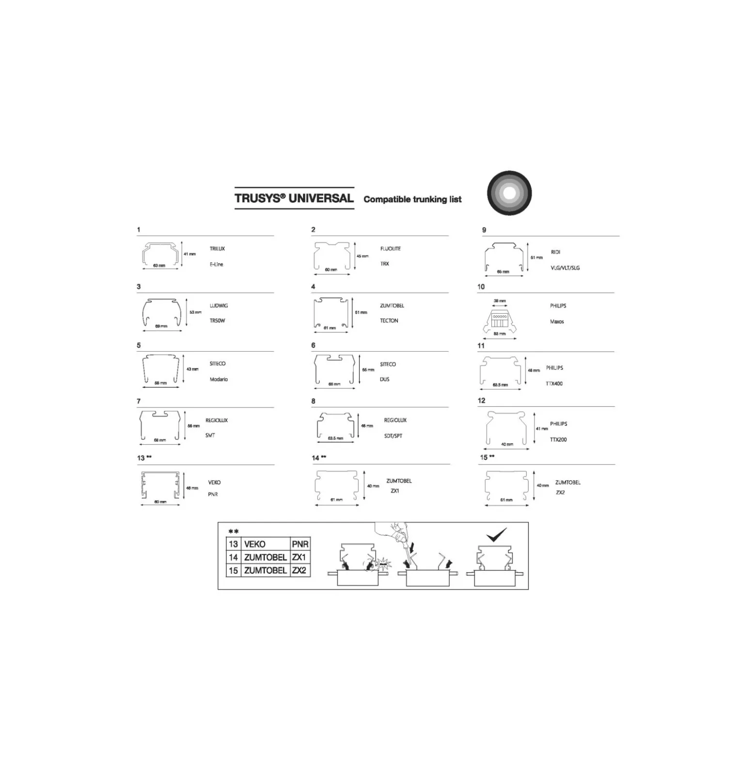 Ledvance LED Skensystem Trusys Universal Vit 75W 12750lm - 840 Kallvit | Dali Dimbar - Ersättare 2x58W